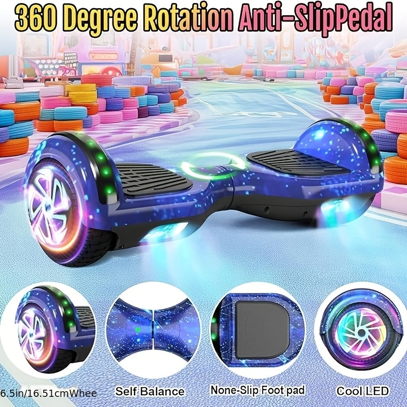 Galaxy Hoverboard Go Kart Bundle, 350W Motor, 15 MPH Speed, 15 Mile Range, 3H Fast Charge, LED Flash Wheels Self Balancing Scooter for Kids