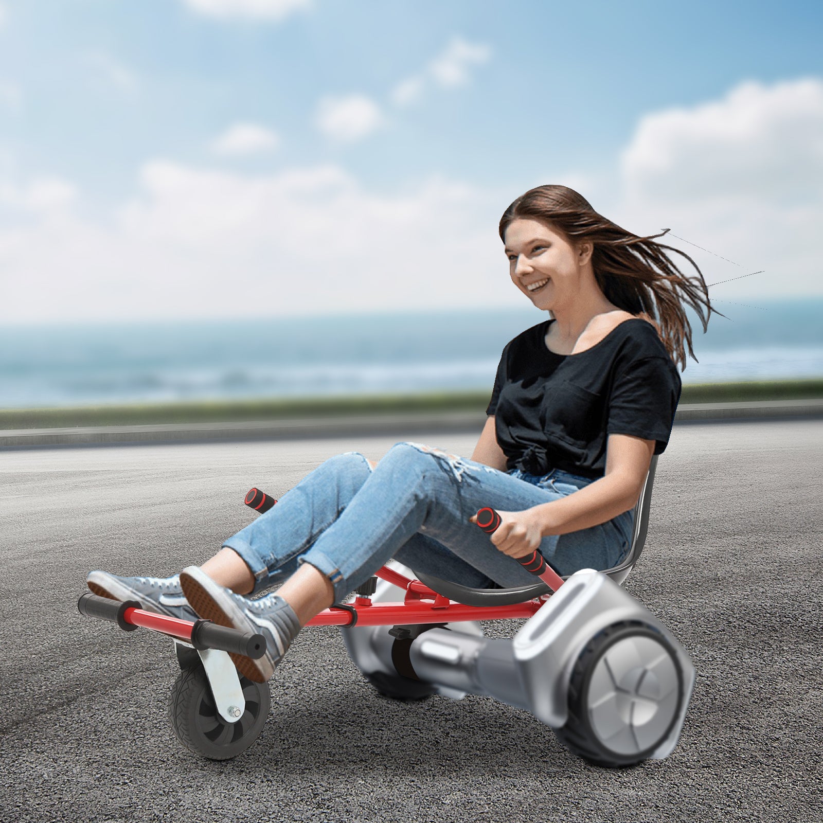 GDRASUYA10 Balance Car with Double Shock Absorber Bracket - Red, Suitable for Users of Different Heights, Suitable for a Balance Scooter of 6, Black