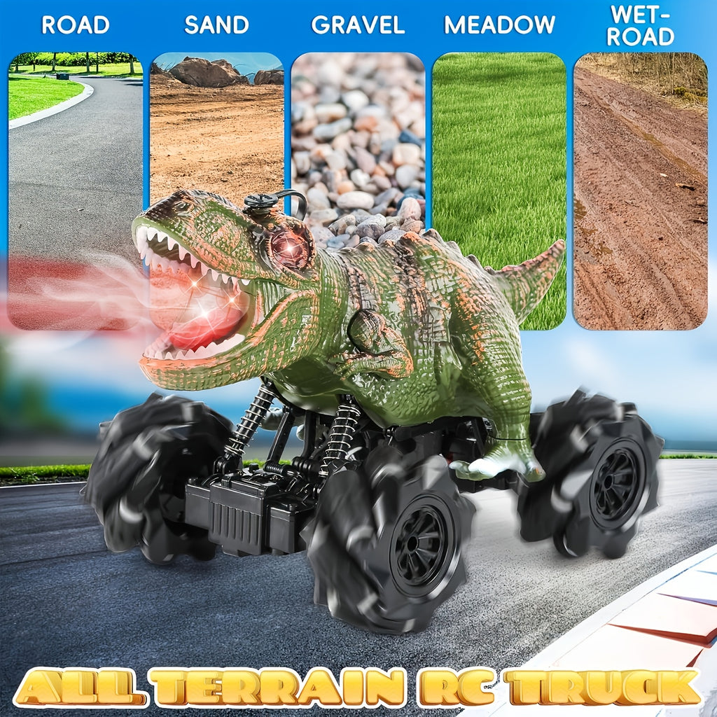 Dinosaur RC Car 1:16 Dinosaur Monster RC Truck with Music, LED Lights, 45 Degree Slope, Spray Mist, 360 Degree Rotation, RC Cars for Child Boys Girls Gift