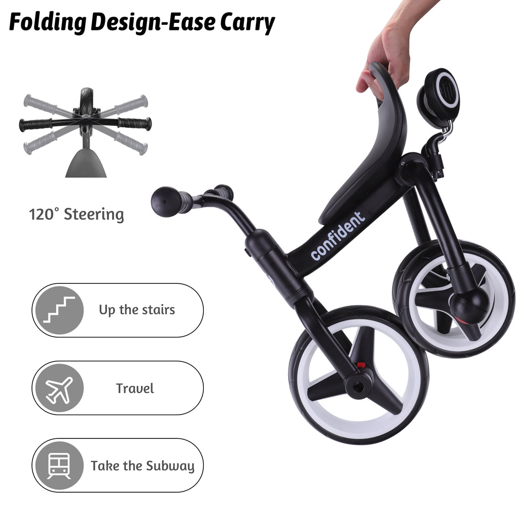 4 In 1 Kids Tricycle For 2+ Years Old Toddler, Folding Toddler Balance Bike With Removable Pedals, Birthday Gift & Toys For Boy And Girl, Balance Training For Baby Balance Bike Infant Trike