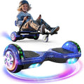 Galaxy Hoverboard Go Kart Bundle, 350W Motor, 15 MPH Speed, 15 Mile Range, 3H Fast Charge, LED Flash Wheels Self Balancing Scooter for Kids