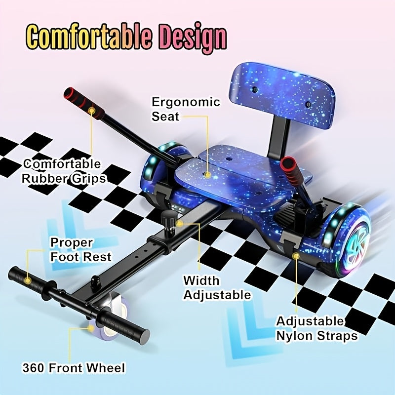 Galaxy Hoverboard Go Kart Bundle, 350W Motor, 15 MPH Speed, 15 Mile Range, 3H Fast Charge, LED Flash Wheels Self Balancing Scooter for Kids