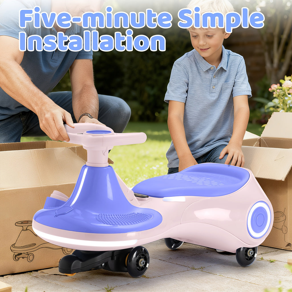 2-in-1 Rechargeable Ride On Wiggle Car, Pedal-Operated Swing Toy With 2 Speeds, Anti-Rollover Design & Flashing Wheels, 130 Lbs Capacity For Kids 3+, Perfect Gift For Birthdays\u002FChristmas\u002FHalloween