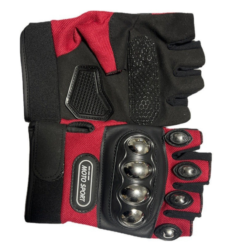 Motorcycle Riding Protective Half Finger Gloves, Men'S Outdoor Wear-Resistant Gear for Mountain Biking