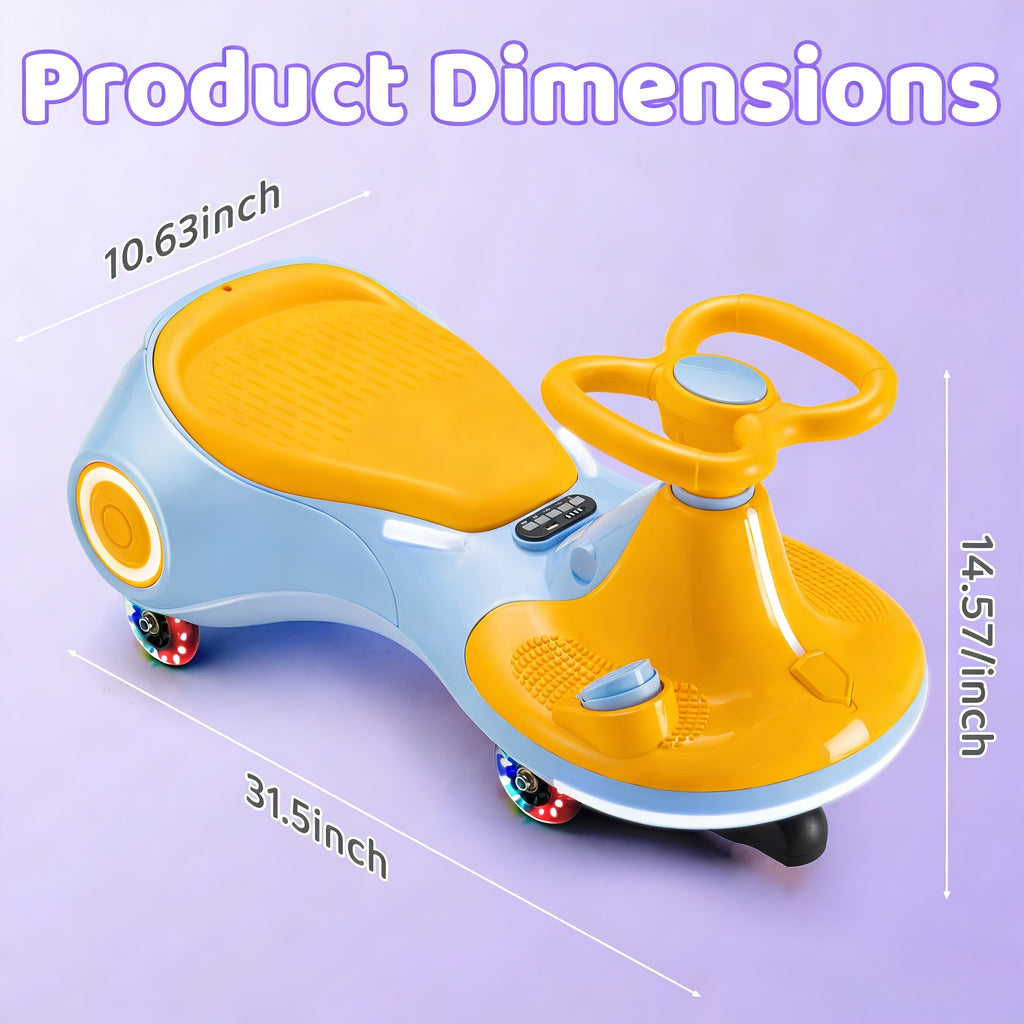 Electric Wiggle Car With Pedal, RechargeableBattery, 2 In 1 Swing Car, 2 Speed, Anti-Rollover, Flashing Wheels, Wireless, For Ages3 And Up, 150 Lbs, Purple