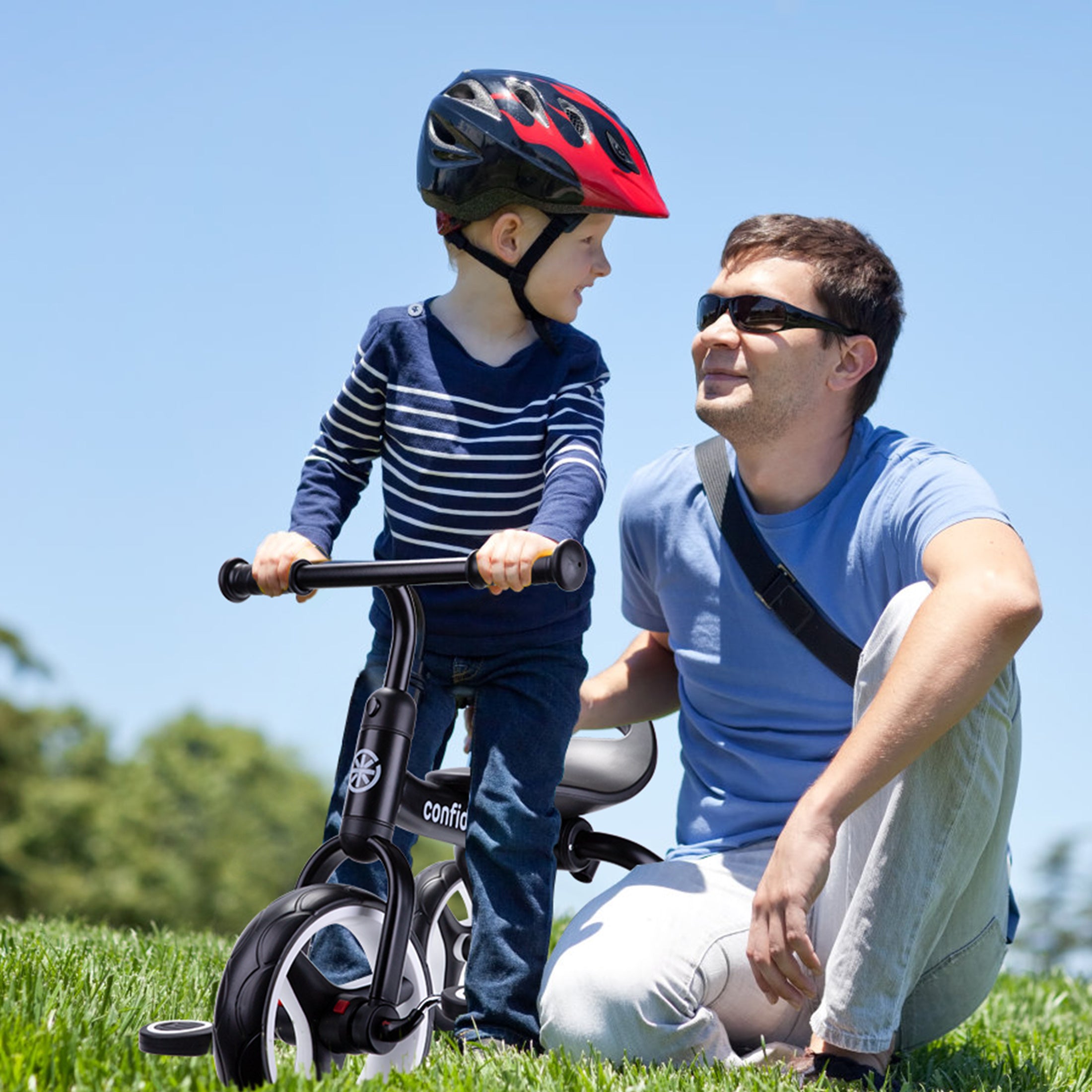 4 In 1 Kids Tricycle For 2+ Years Old Toddler, Folding Toddler Balance Bike With Removable Pedals, Birthday Gift & Toys For Boy And Girl, Balance Training For Baby Balance Bike Infant Trike