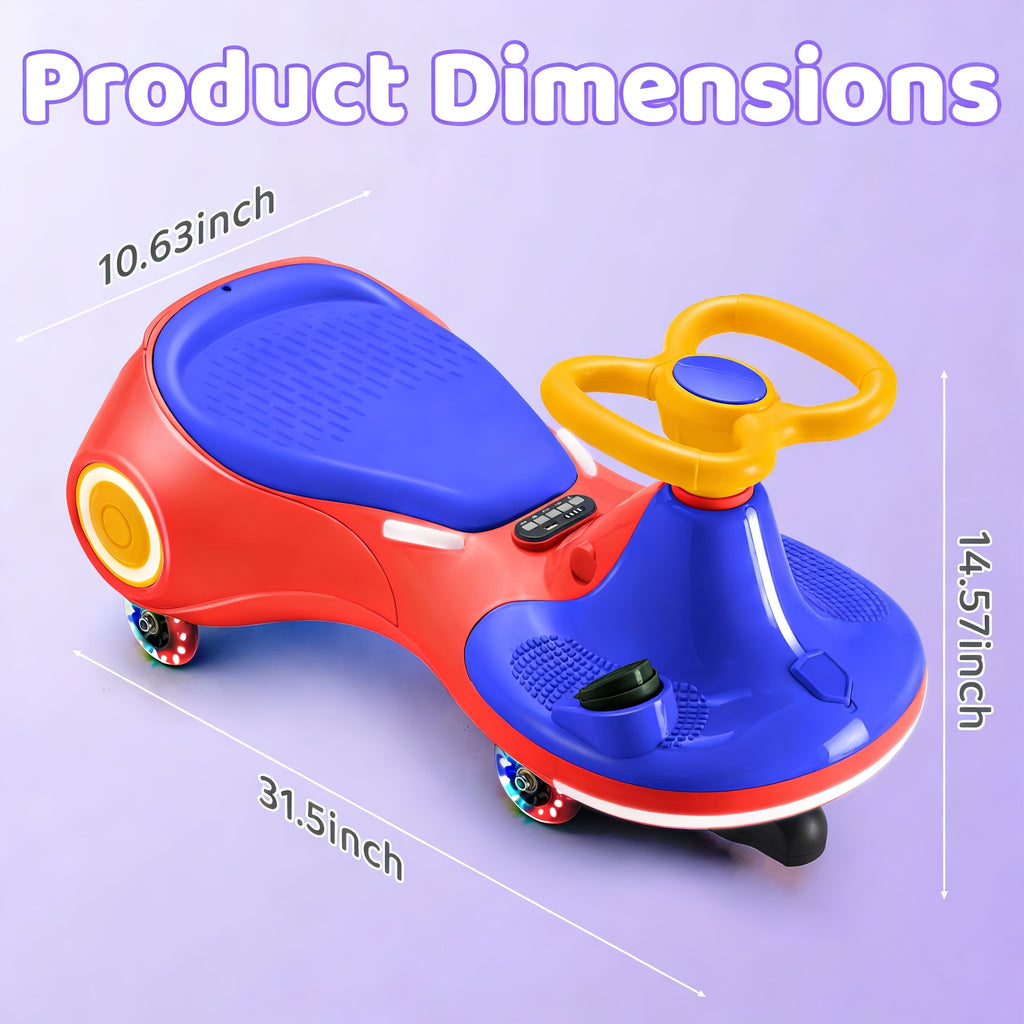 Electric Wiggle Car With Pedal, RechargeableBattery, 2 In 1 Swing Car, 2 Speed, Anti-Rollover, Flashing Wheels, Wireless, For Ages3 And Up, 150 Lbs, Purple