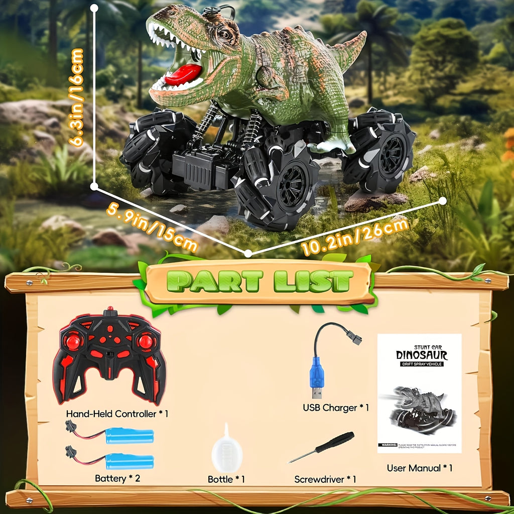 Dinosaur RC Car 1:16 Dinosaur Monster RC Truck with Music, LED Lights, 45 Degree Slope, Spray Mist, 360 Degree Rotation, RC Cars for Child Boys Girls Gift