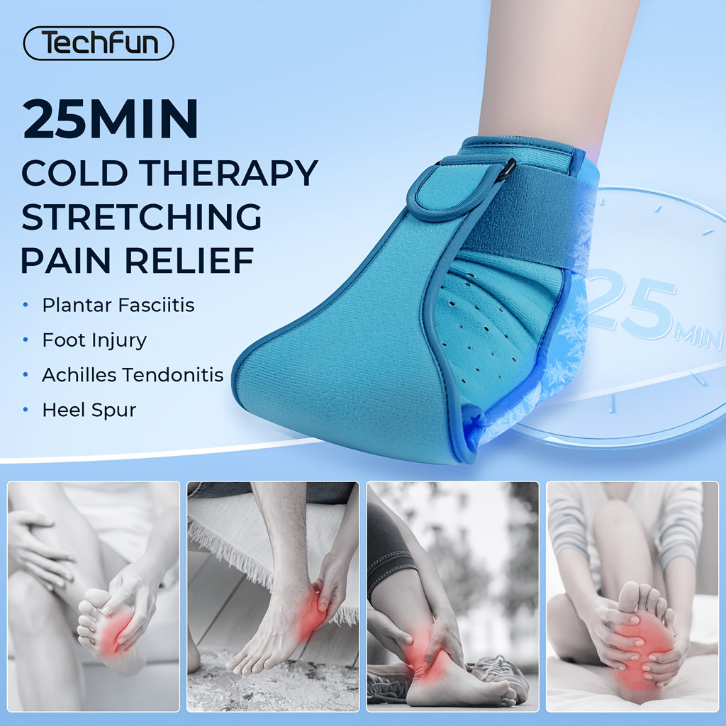 Breathable Night Splint with Detachable Gel Ice Pack - Lightweight Ankle Support