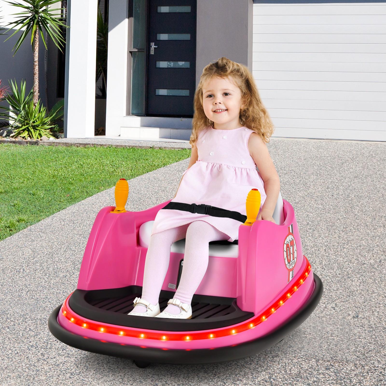 COSTWAY 12V Ride On Bumper Car, Baby Bumping Toy Gift W\u002F Remote Control, 360 Degree Spin, Safety Belt, Colorful Flashing Lights, Slow Start, Electric Bumper Car For 2-5 Years Old