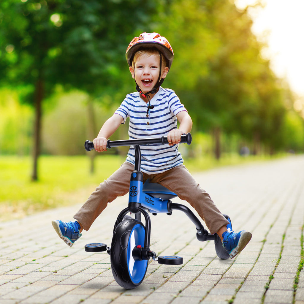 4 In 1 Kids Tricycle For 2+ Years Old Toddler, Folding Toddler Balance Bike With Removable Pedals, Birthday Gift & Toys For Boy And Girl, Balance Training For Baby Balance Bike Infant Trike