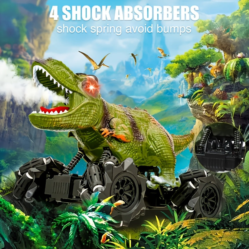 Dinosaur RC Car 1:16 Dinosaur Monster RC Truck with Music, LED Lights, 45 Degree Slope, Spray Mist, 360 Degree Rotation, RC Cars for Child Boys Girls Gift