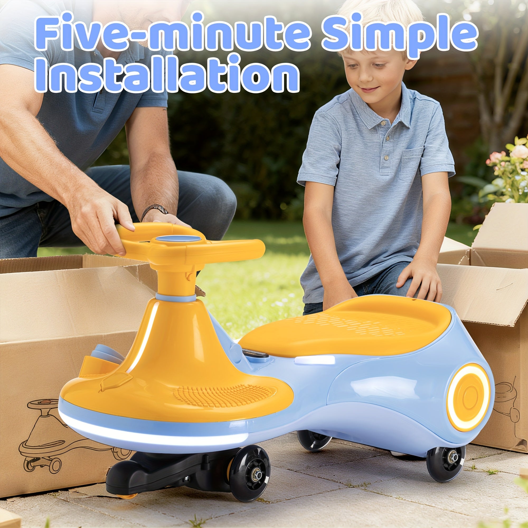 12V Electric Wiggle Car with Pedal, Rechargeable Battery, 2in 1 Swing Ride On Car, 2 Speed, Anti-Rollover, Flashing Wheels, for Ages 3 and Up (150 Lbs), Purple, Playful Design, Durable Plastic