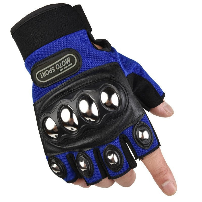 One Motorcycle Riding Protective Half Finger Gloves, Men Outdoor Wear-resistant Gear to Mountain Biking