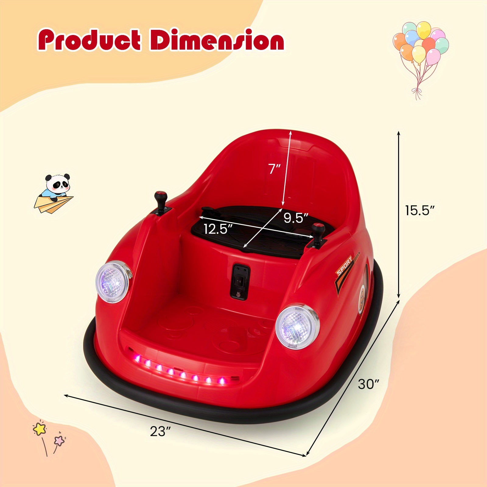 HONEYJOY Bumper Car for Children, 12V Electric Ride-On Toy, Spins 360 Degrees, Perfect Bumping Gift for Toddlers Aged 2-5, Suitable for Indoor And Outdoor Use