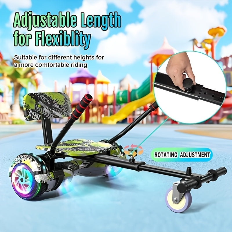 350W Hoverboard Go Kart Bundle with Seat, 15 MPH Self Balancing Scooter, 15 Mile Range, 3H Fast Charge, Adjustable Kart for Kids, Teens & Adults, LED Lights