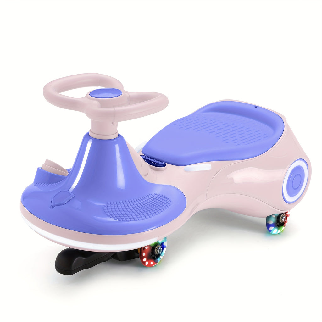 Electric Wiggle Car With Pedal, RechargeableBattery, 2 In 1 Swing Car, 2 Speed, Anti-Rollover, Flashing Wheels, Wireless, For Ages3 And Up, 150 Lbs, Purple