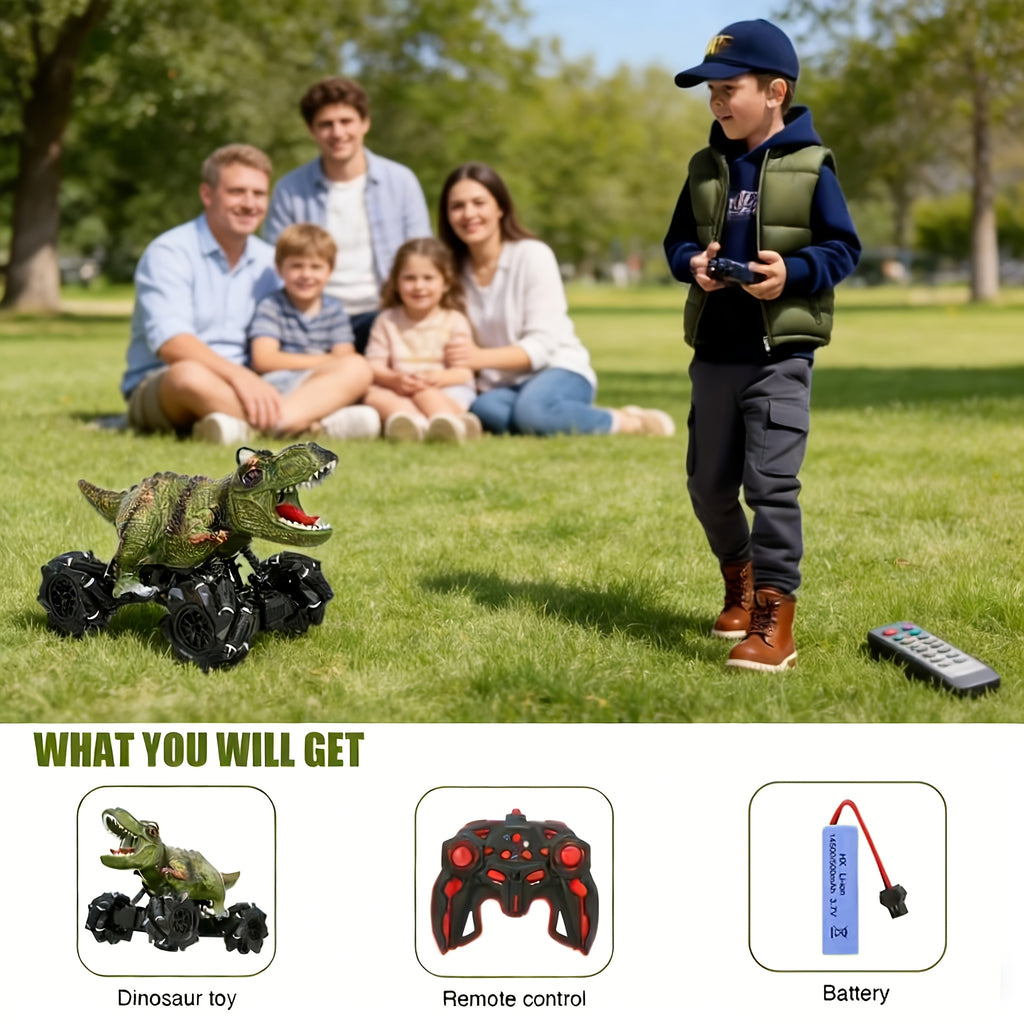 Dinosaur RC Car 1:16 Dinosaur Monster RC Truck with Music, LED Lights, 45 Degree Slope, Spray Mist, 360 Degree Rotation, RC Cars for Child Boys Girls Gift
