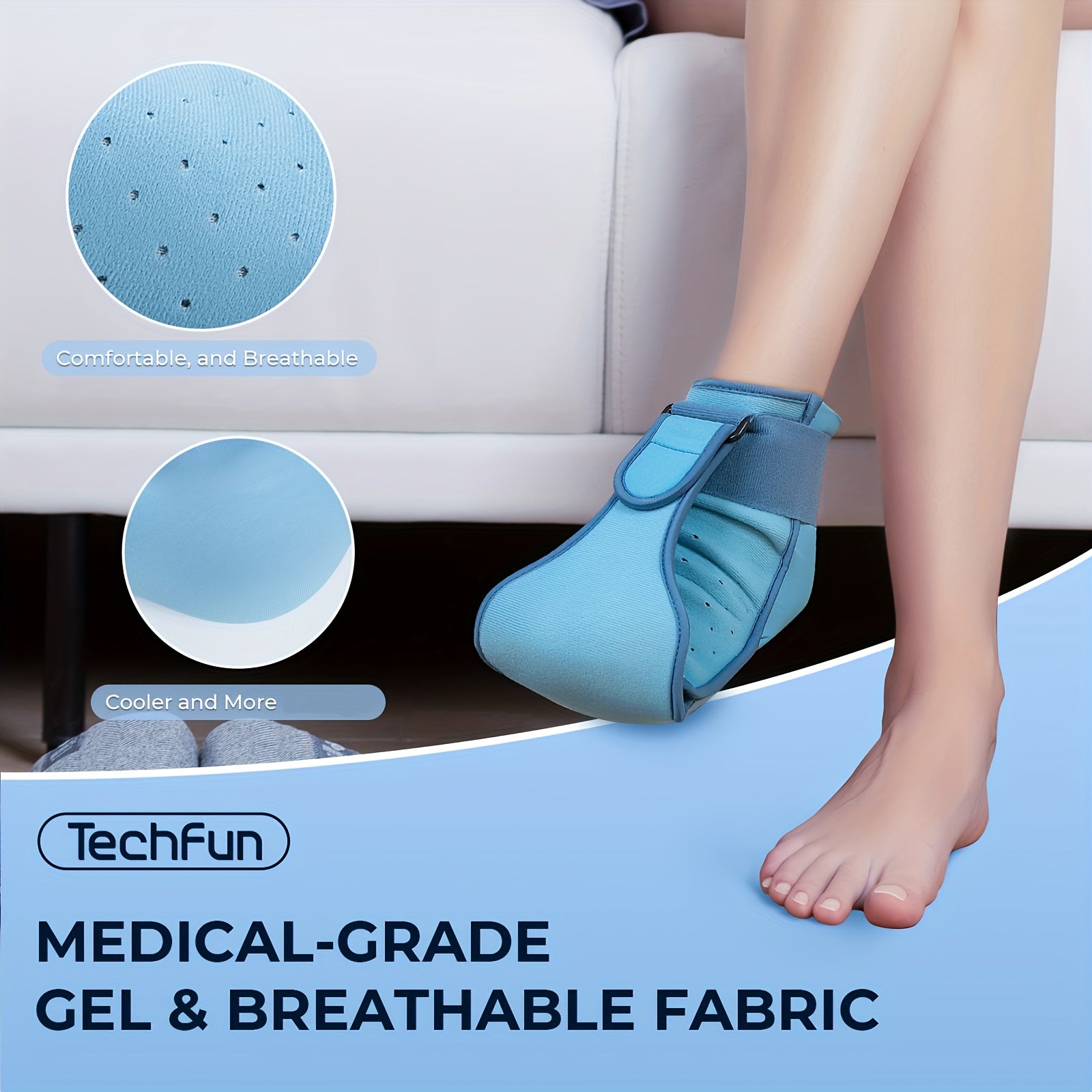 Breathable Night Splint with Detachable Gel Ice Pack - Lightweight Ankle Support