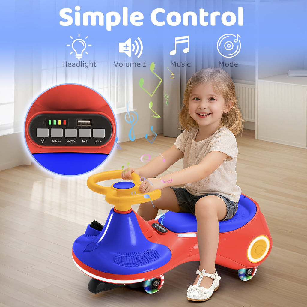12V Electric Wiggle Car with Pedal, Rechargeable Battery, 2in 1 Swing Ride On Car, 2 Speed, Anti-Rollover, Flashing Wheels, for Ages 3 and Up (150 Lbs), Purple, Playful Design, Durable Plastic