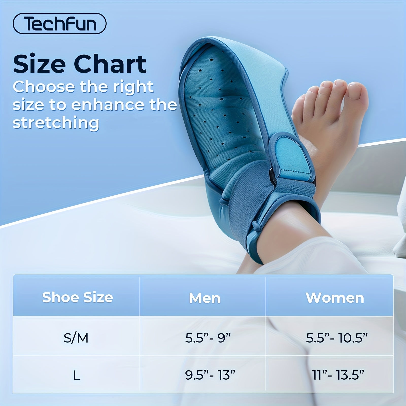Breathable Night Splint with Detachable Gel Ice Pack - Lightweight Ankle Support